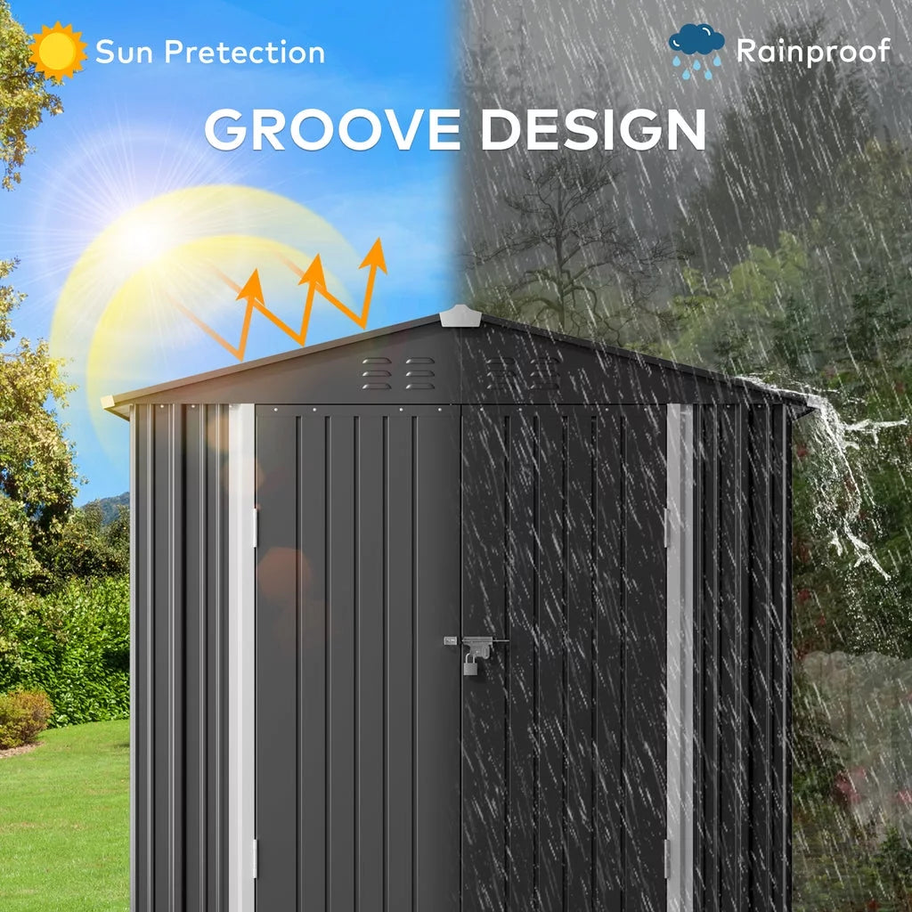 Gray 8' x 6' Outdoor Storage Shed with Metal Base Frame E673