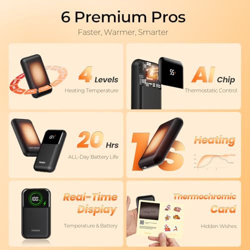 Rechargeable Electric Hand Warmers with Heat Levels and Display V3392
