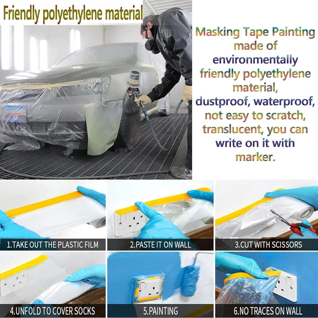 6 Rolls Masking Film Plastic Painting Sheeting E6410