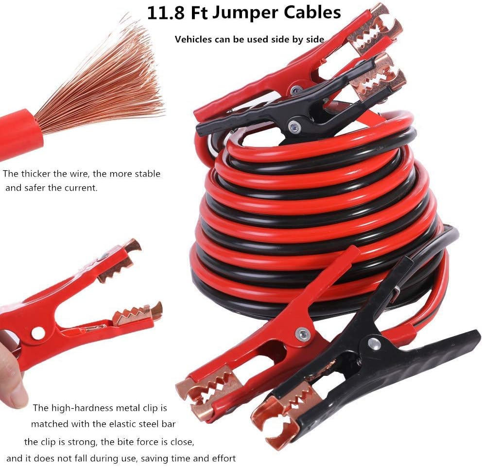 124 Pcs Emergency Car Kit with Jumper Cables 11.8 Foot and Folding Survival Shovel Z52304