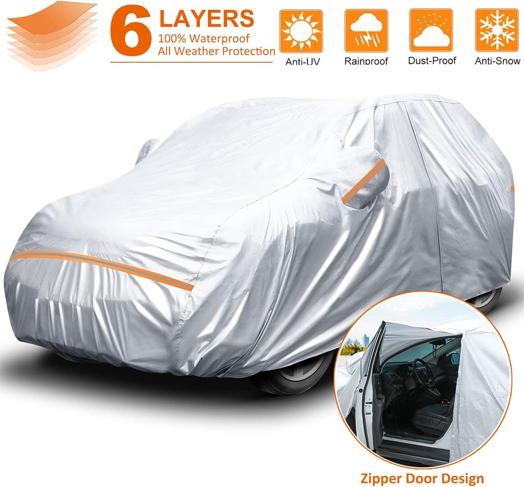 Waterproof All Weather Car Cover with Zipper Door & Storage Bag U252