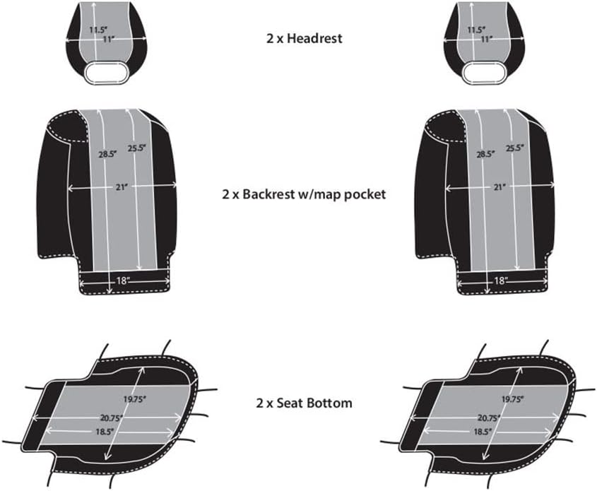 Custom Fit Neoprene Car Front Seat Covers Gray & Black P154