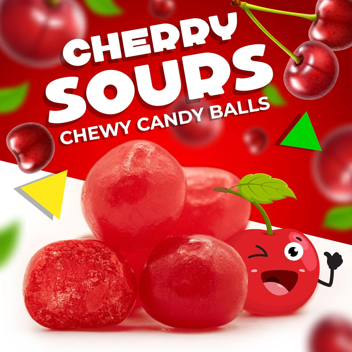 Cherry Sours Chewy Balls Candy (2 Pound Bag) G3450