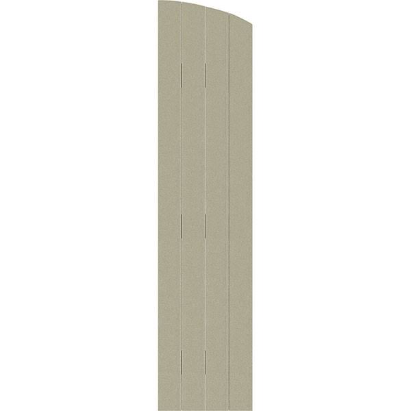 Rustic Faux Wood Shutters with Elliptical Arch Top F5985