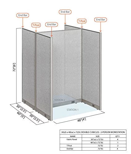 Double 2 Stations Office Cubicle B211419