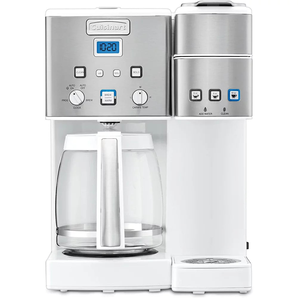 12-Cup Coffeemaker and Single-Serve Brewer, White Bundle with 4 Pack Reusable Stainless Steel Ice Cubes M67582