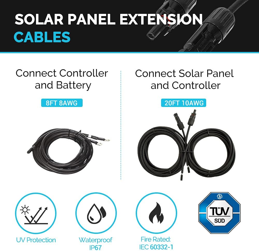 200 Watt 12 Volt Monocrystalline Solar Panel Starter Kit with 30A PWM Charge Controller D3201