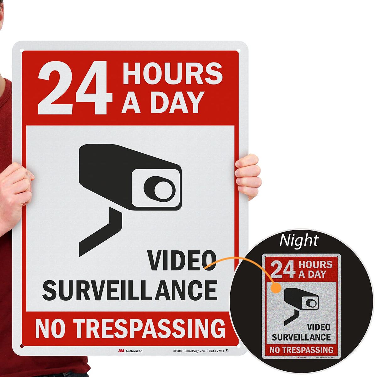 24 x 18 inch Metal Sign, 80 mil Aluminum, Red, Black and White, Pack of 2 V8251
