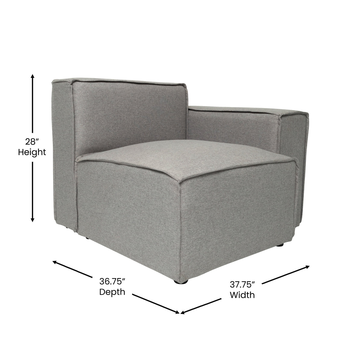 Gray Modular Sectional Sofa with Arm Rest U278