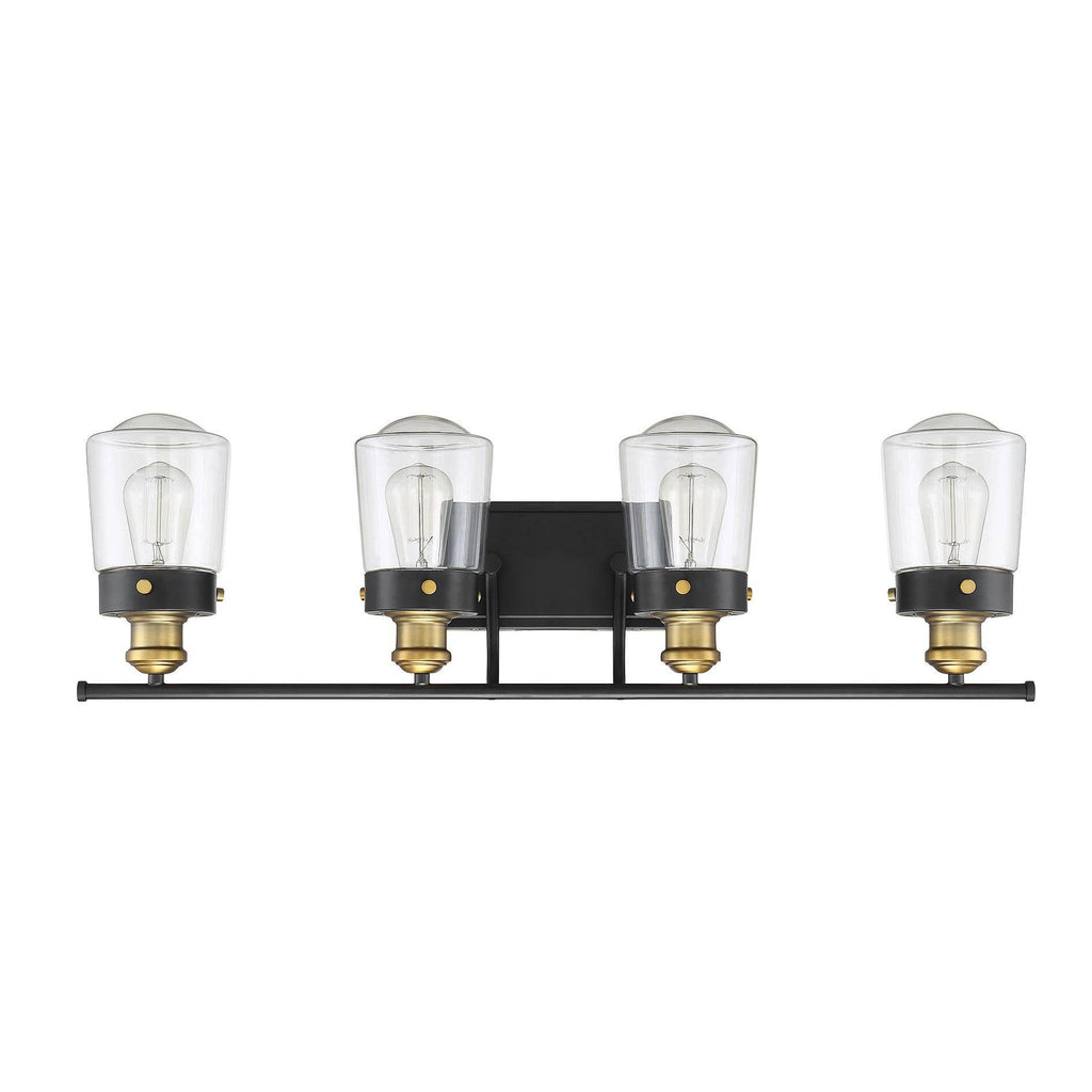 Vintage Black with Warm Brass 4 Light Bath V8881