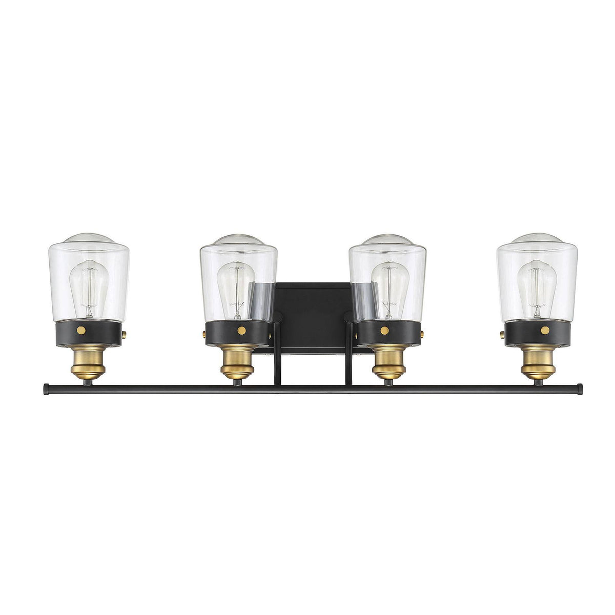 Vintage Black with Warm Brass 4 Light Bath V8881