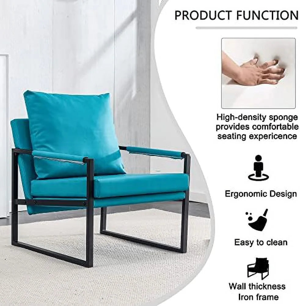 White PU Leather Accent Chair with Metal Frame C608