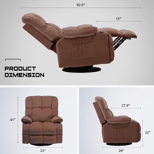 Brown Fabric Recliner Chair with Cup Holders P403