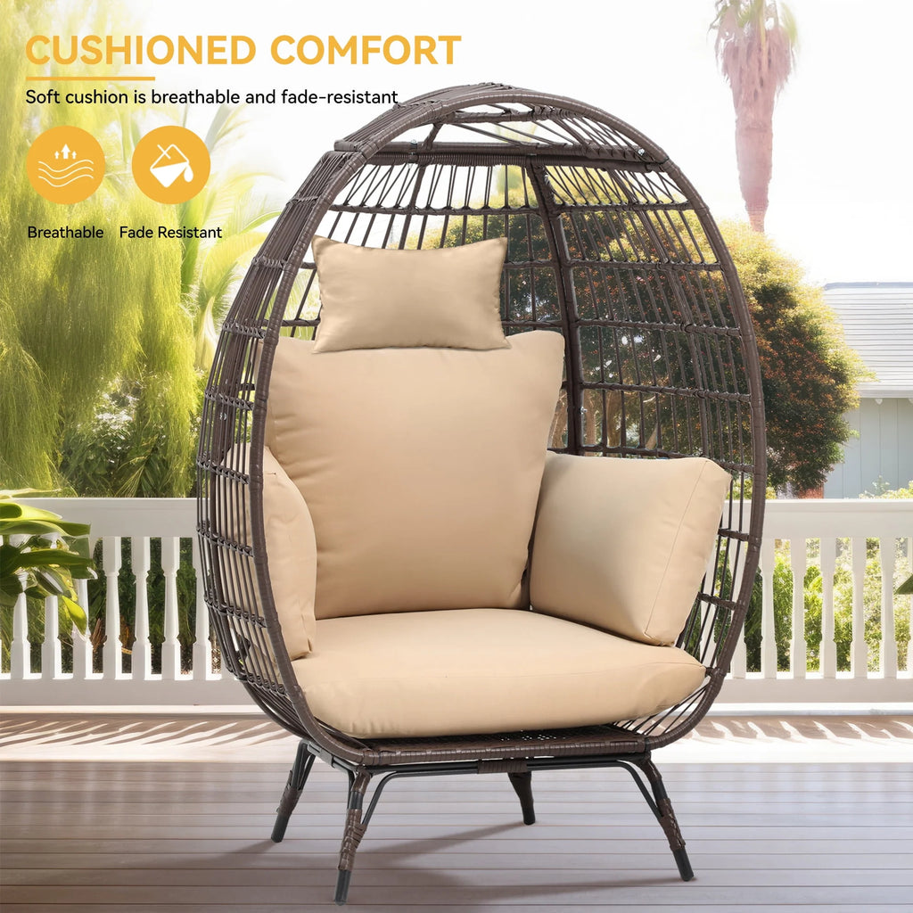 Egg Chair with Cushion Wicker PE Rattan B84379