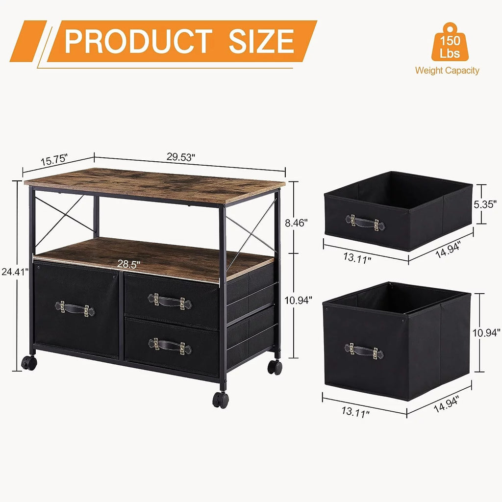 3 Drawer Rolling File Cabinet with Storage Shelf Q52831