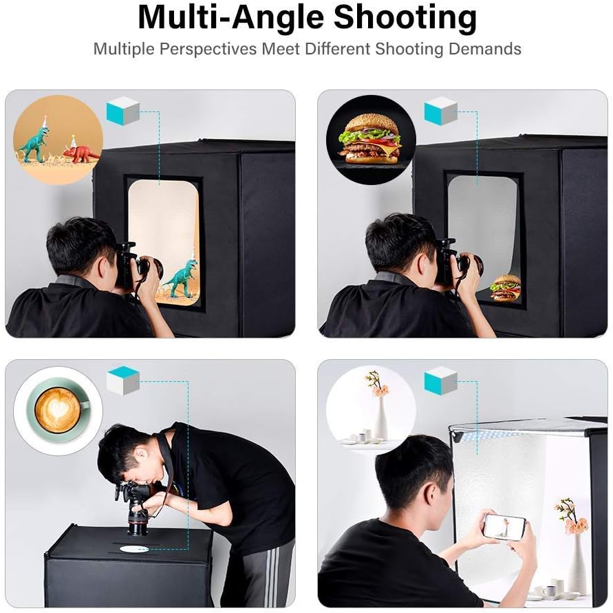 Portable 24 x 24 Inch Photo Studio Light Box with LED Lights and 3 Color Backdrops M9035