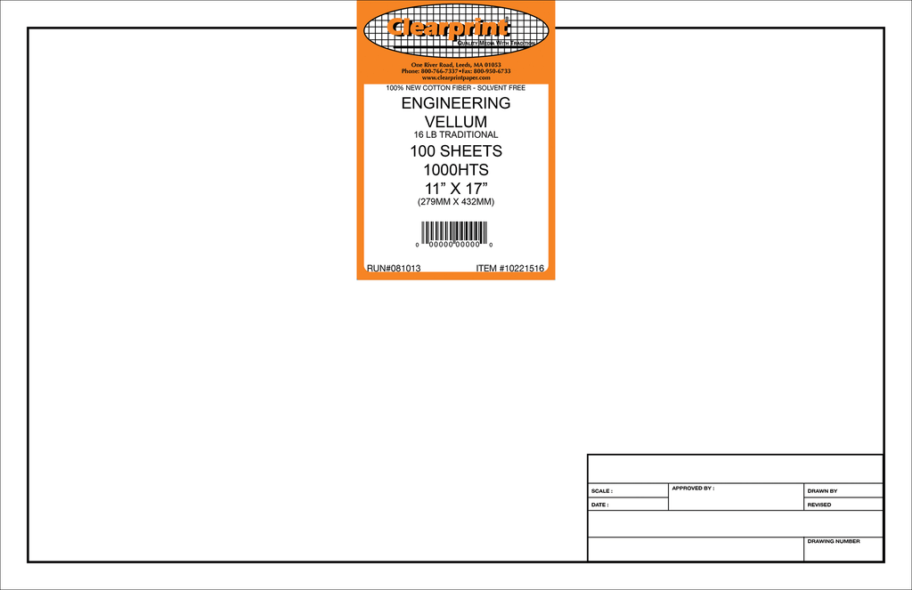11 x 17 Unprinted Vellum 100-sheet-pack E5325