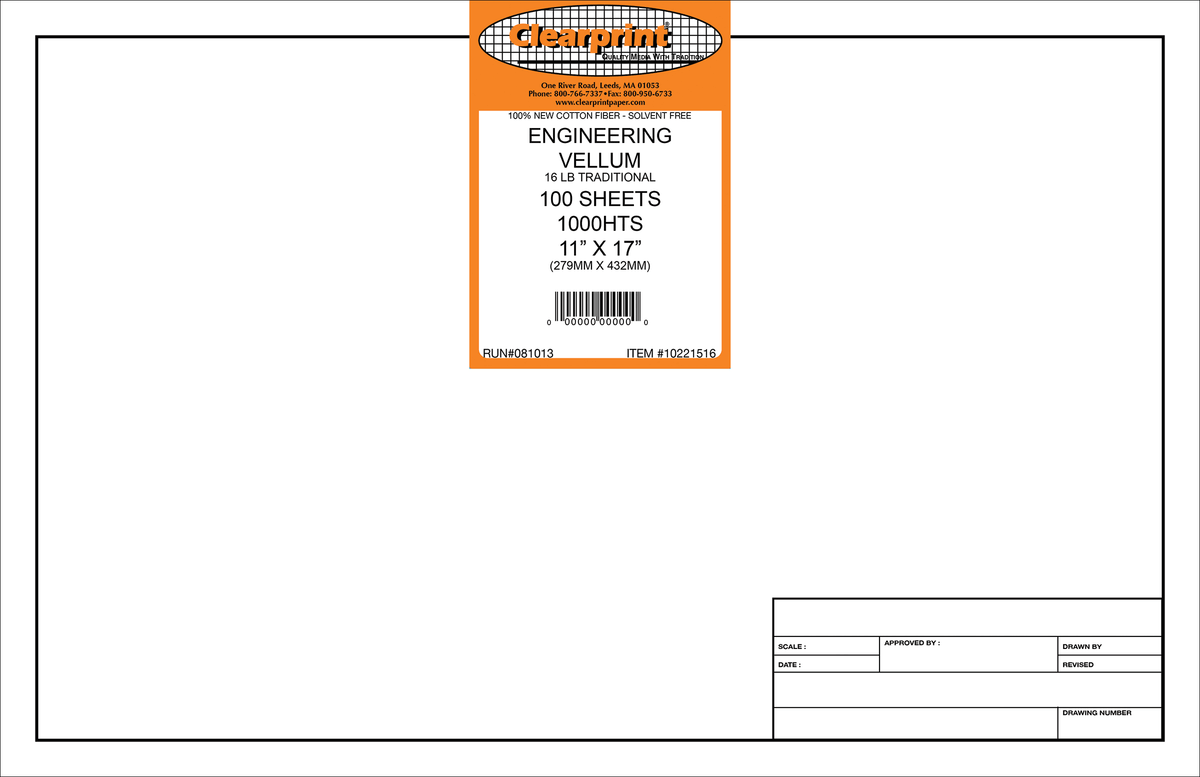 11 x 17 Unprinted Vellum 100-sheet-pack E5325