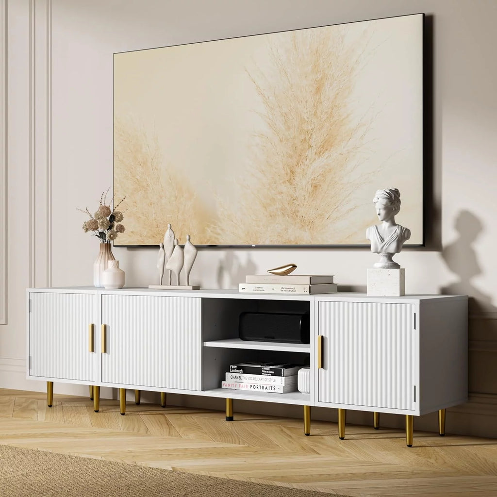 White TV Stand with Storage Cabinet Y652851