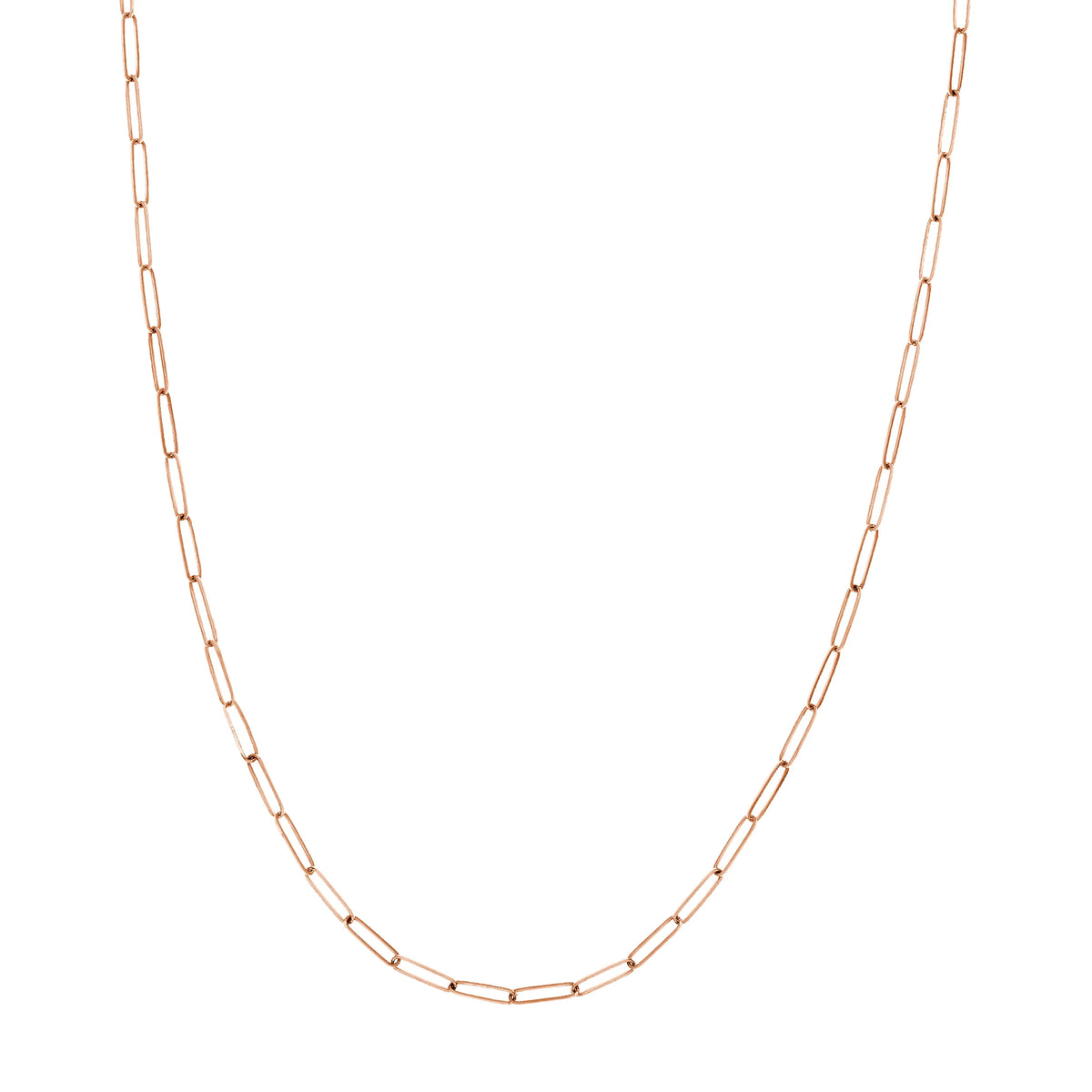 14K Solid Rose Gold Paperclip Necklace 16 inch T583