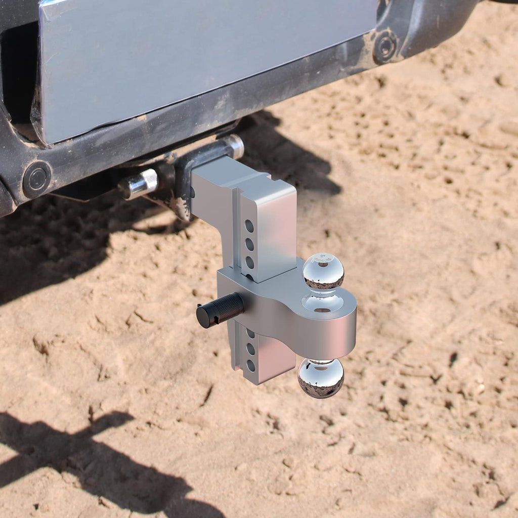 Adjustable Trailer Hitch Ball Mount, 8 Inch Drop, 2.5 Inch Receiver, 18,500 LBS GTW, Forged Aluminum Shank, Dual Balls V1347
