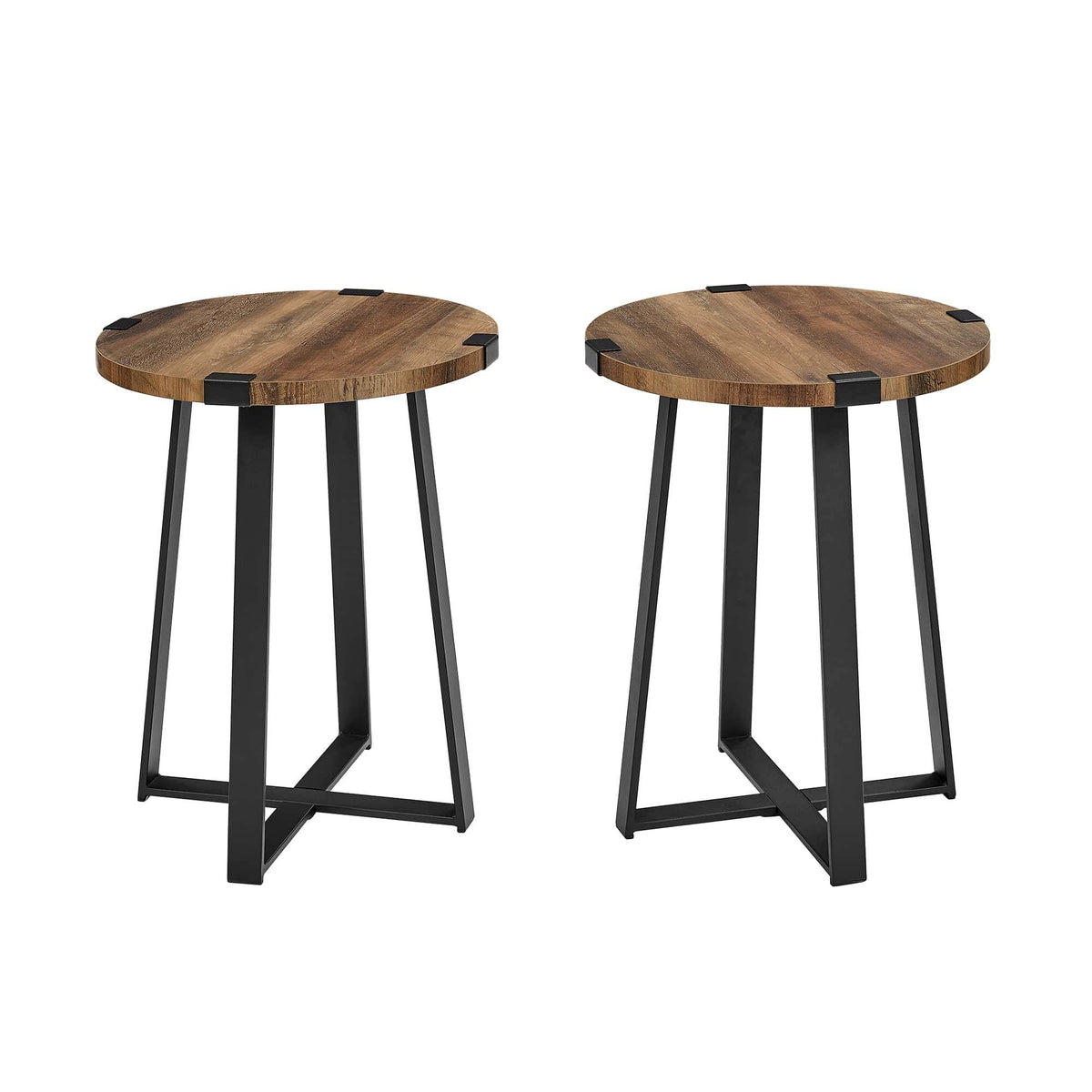 Rustic Oak Round Side Table V764