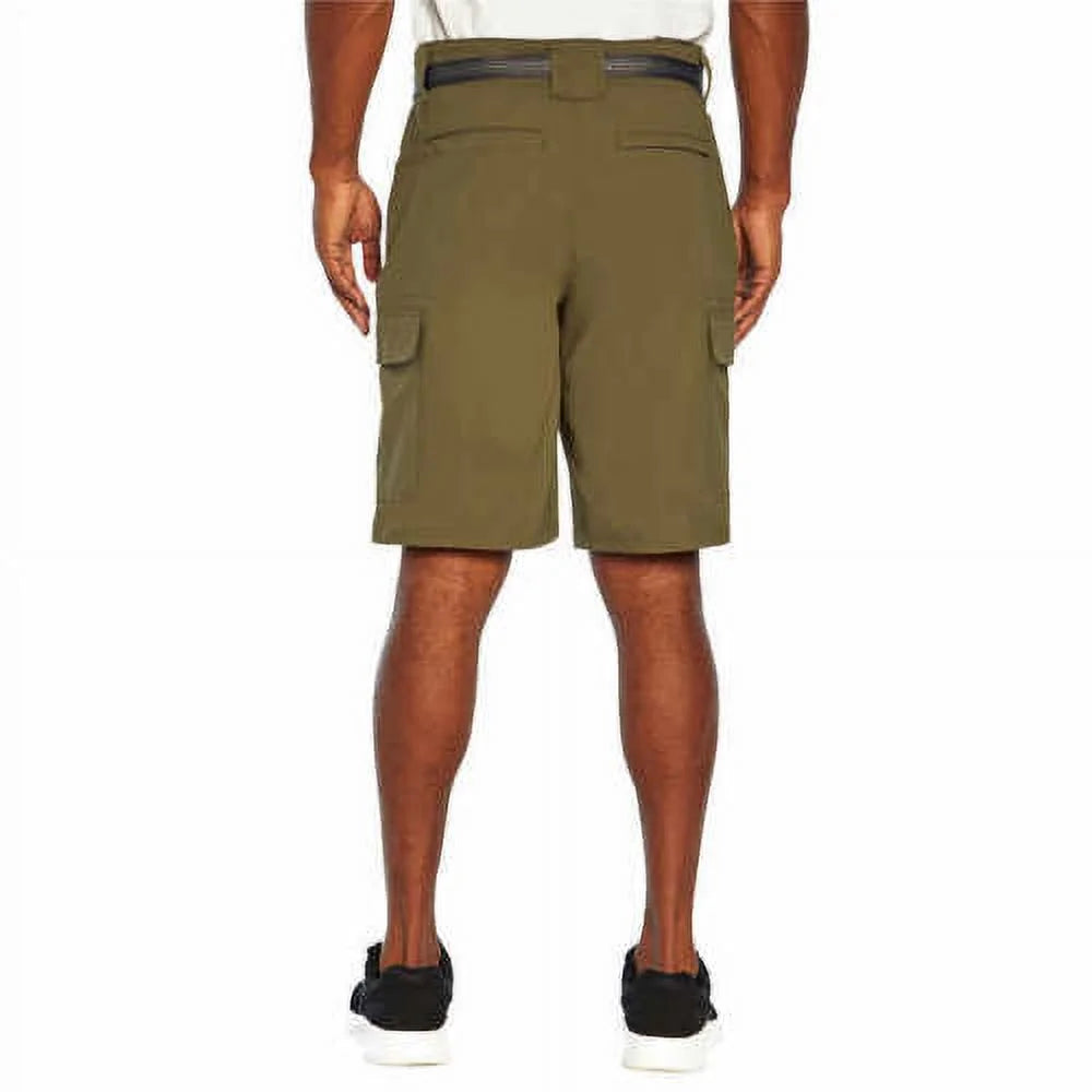 Men's Stretch Cargo Short with Adjustable Belt, Olive Night, 38 W835027