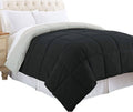 Twin Size Box Quilted Comforter Black Silver Microfiber V829907