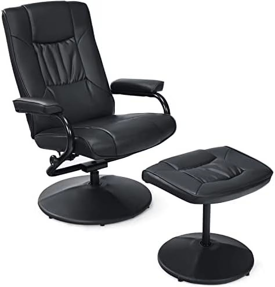 Brown PU Leather Swivel Reclining Chair with Ottoman C63924