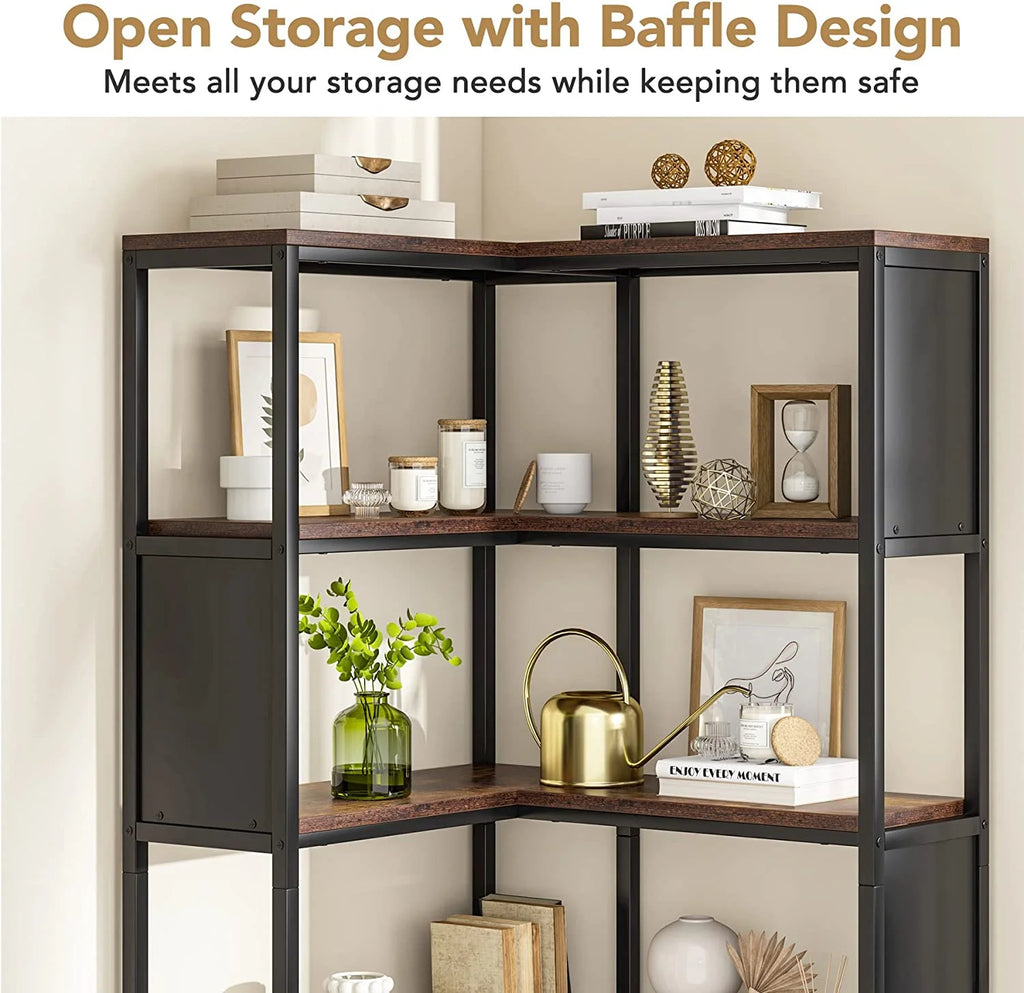 5-Tier L-Shaped Corner Bookshelf F295