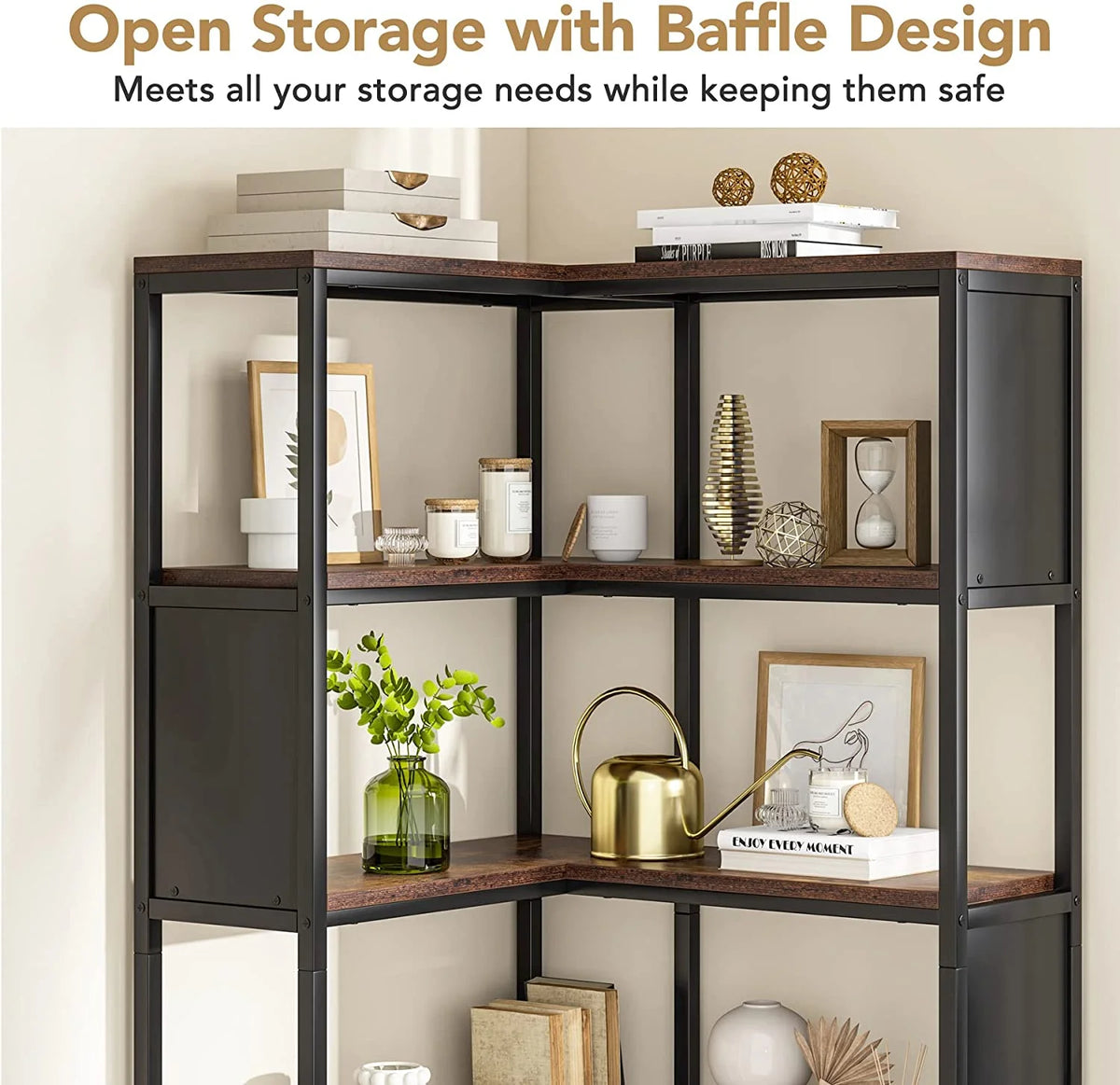 5-Tier L-Shaped Corner Bookshelf F295
