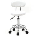 White Adjustable PU Leather Rolling Stool V529