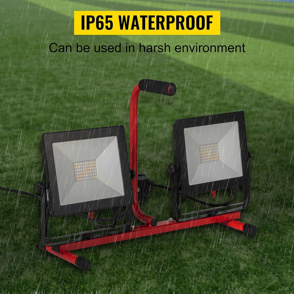 LED Work Light with Stand, 15000 Lumen Dual-head, IP65 Waterproofed, 5000 Kelvin A415