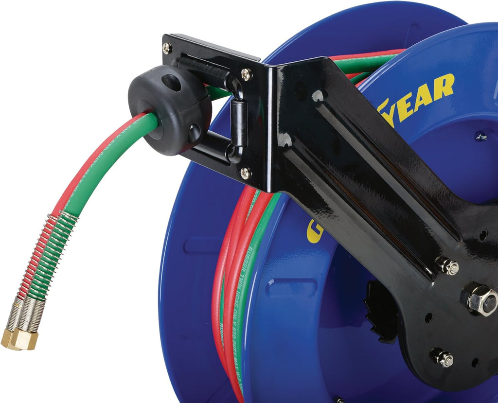 Retractable Twin Oxygen Acetylene Rubber Hose Reel, 1/4" x 50', 300PSI B117887