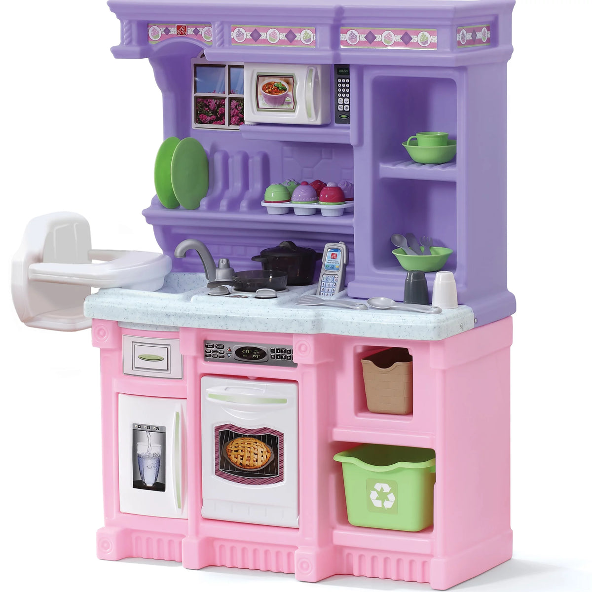 Pink Toddler Plastic Kitchen Playset with 30 Piece Play Set Q594