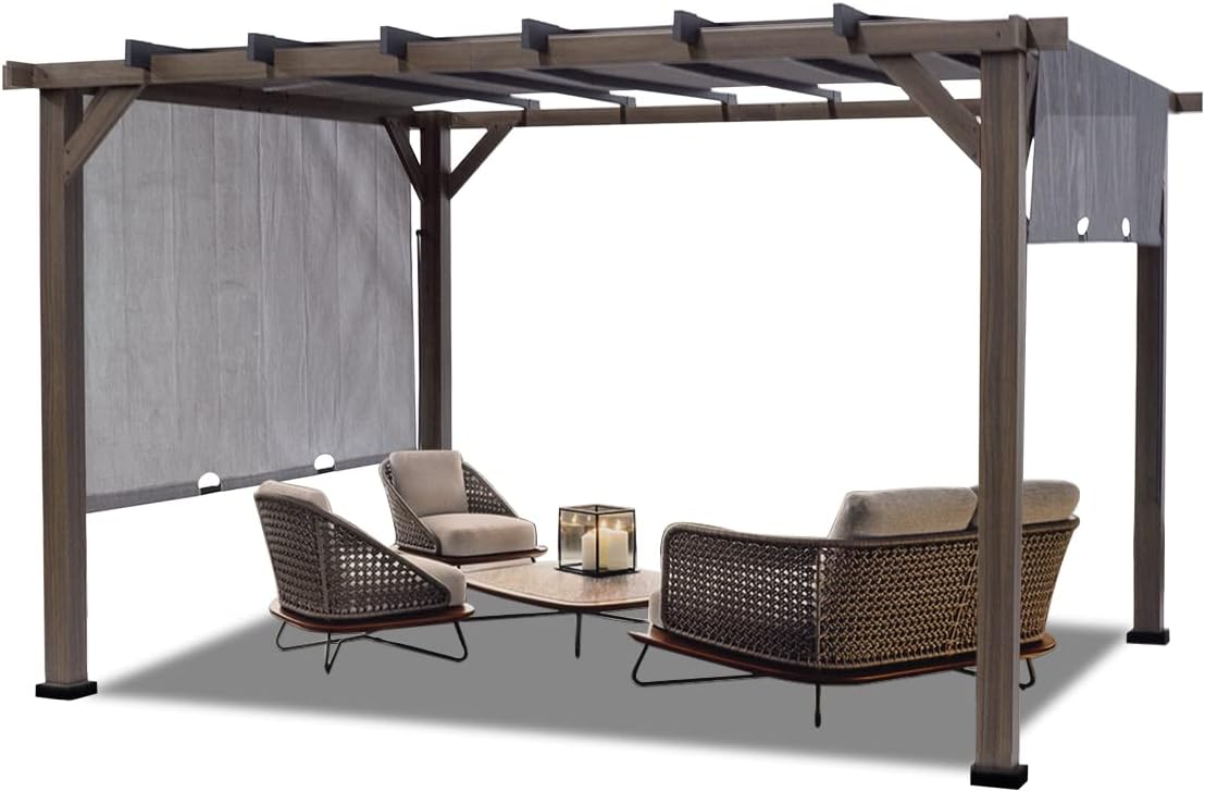 10'x10' Pergola Patio Gazebo Canopy Outdoor UV Resistant Heavy Duty S6548