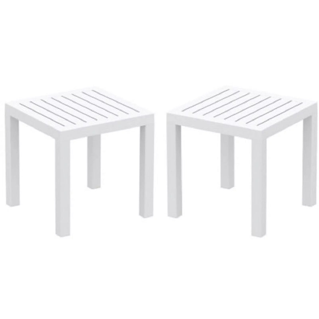 2 Piece White Resin Patio Side Table Set T11709