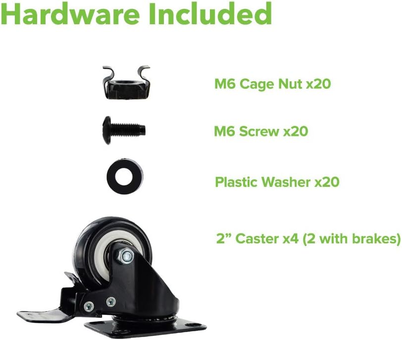 22U 2-Post Open Frame Server Rack with Casters Z9284