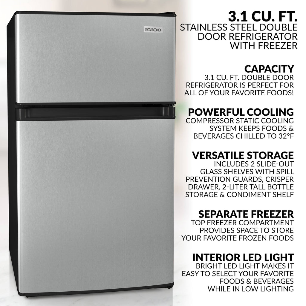 Stainless Steel Double Door Refrigerator with Freezer P50021