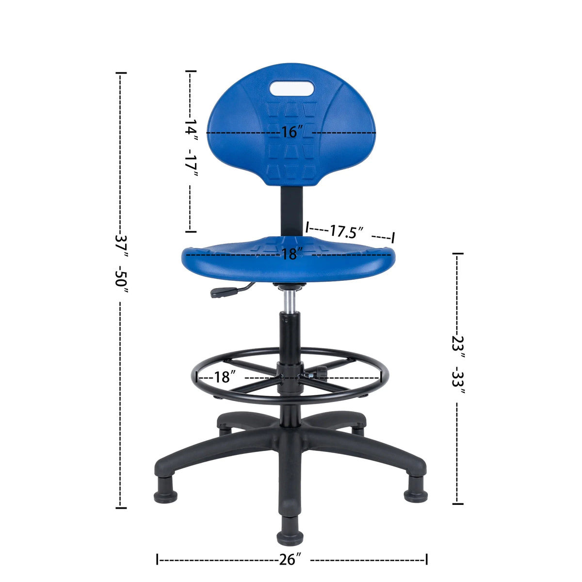 Blue Polyurethane Drafting Stool Chair O56552