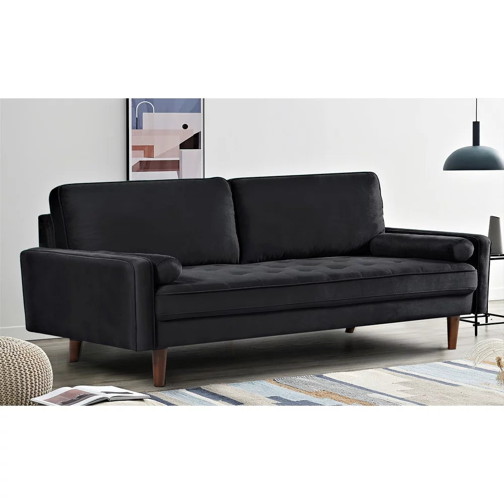 Black Velvet Tufted Sofa M4388