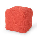 Pink Microfiber Chenille Cube Pouf R153
