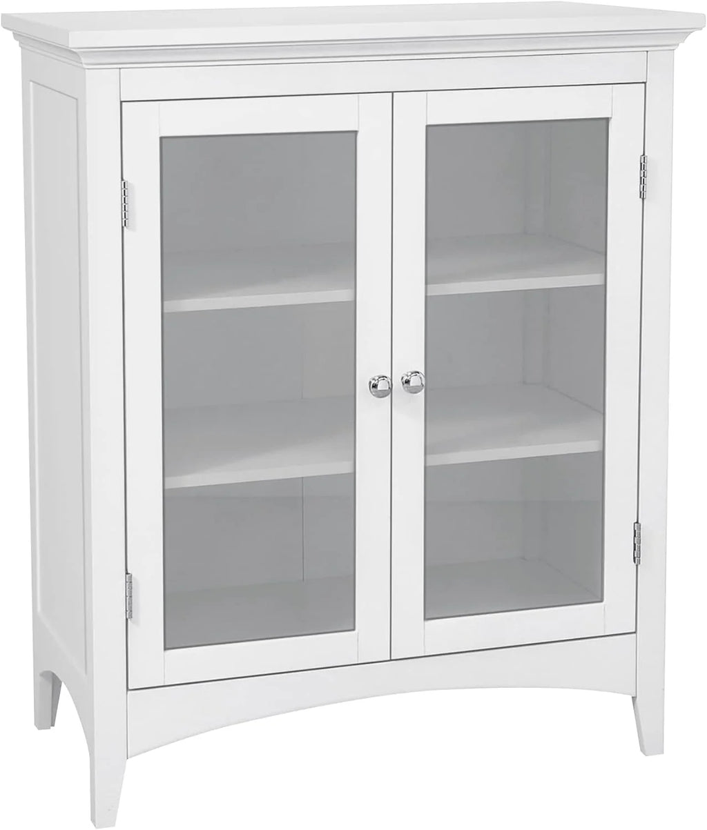 White 2-Door Wooden Floor Cabinet with Adjustable Shelves T569587