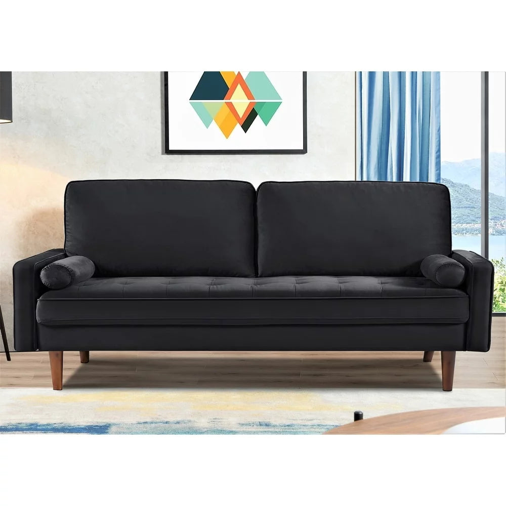 Black Velvet Tufted Sofa M4388