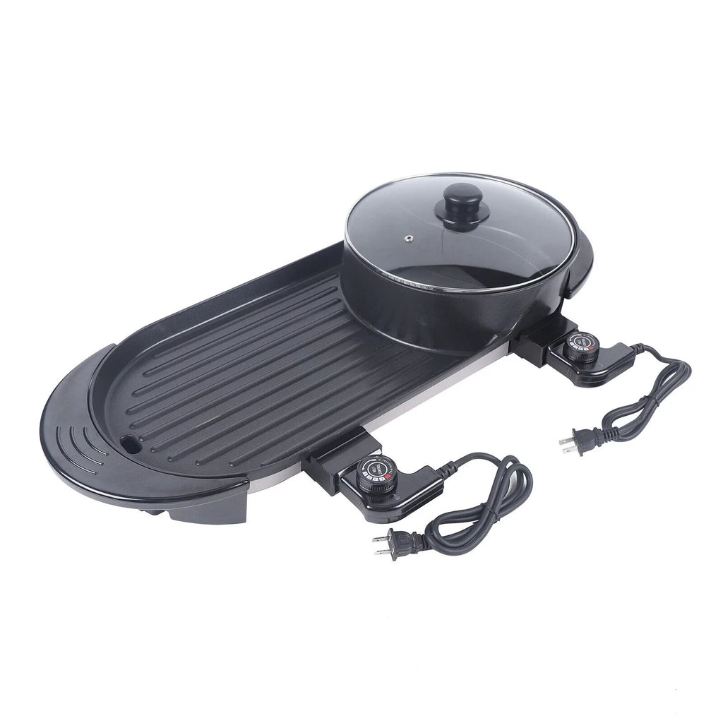 2 In 1 Portable Electric Non-stick Hot Pot Barbecue Grill T94958