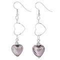 Purple Murano Glass Wedding Heart Earrings V358