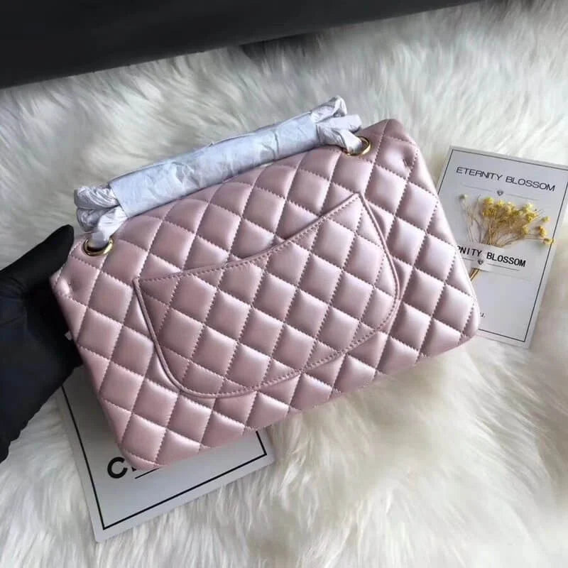 Pink Gold Medium Lambskin Leather Flap Bag E174884