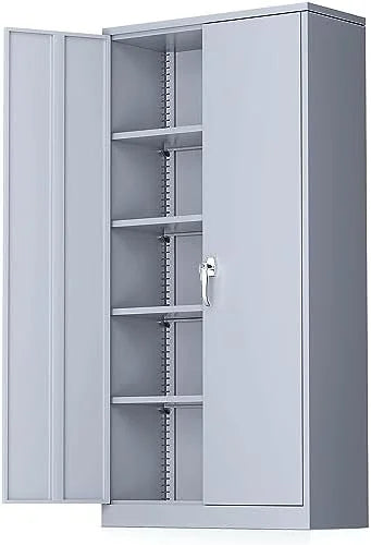 72” Black Steel Locking Cabinet with Doors and 4 Shelves L67035