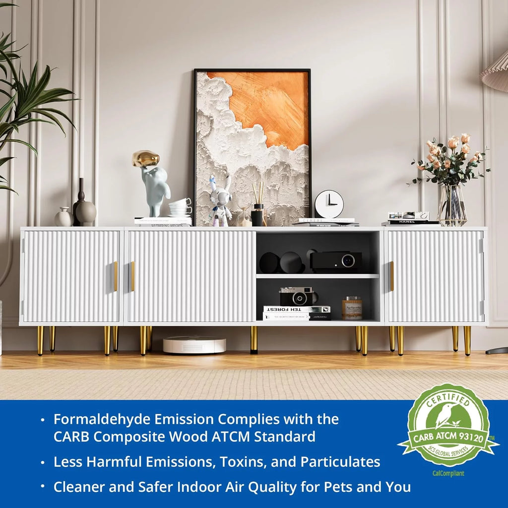 White TV Stand with Storage Cabinet Y652851