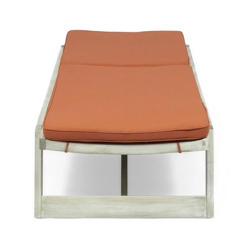 Gray and Orange Acacia Wood Chaise Lounge Set of 2 Y865